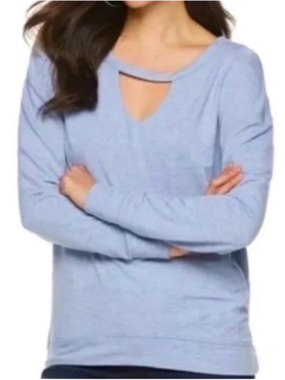 Juicy Couture Light Heather Blue Cutout Long Sleeve Sweatshirt Size Small
